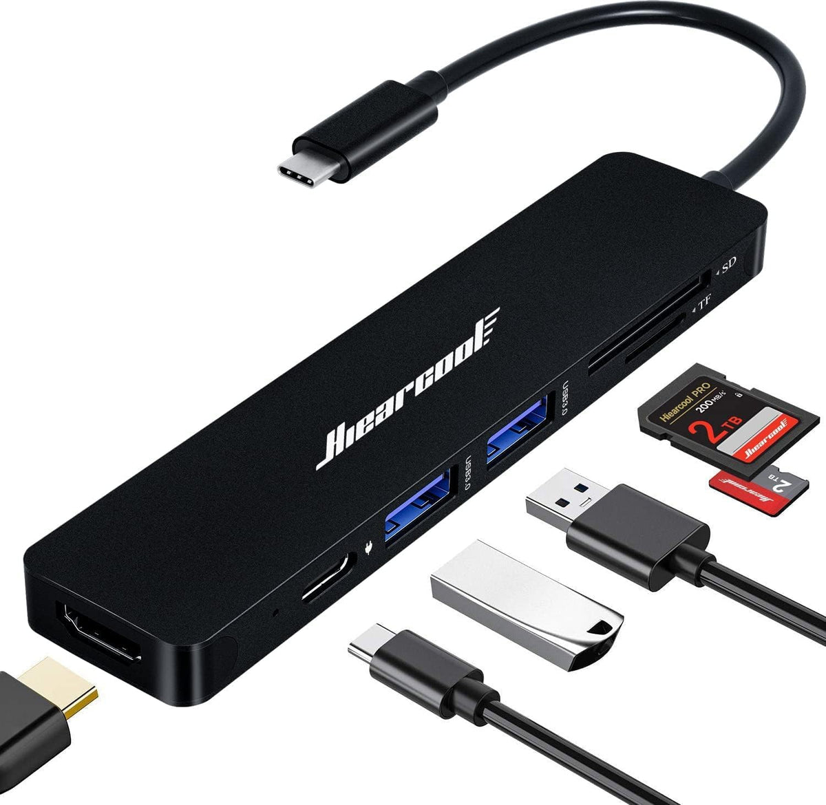 Hiearcool USB C Hub, USBC Hub Multi-Port Adapter for MacBook Pro/Air M1 M2, 4K HDMI USB-C Dock Dongle for iPad and Other Type C Devices