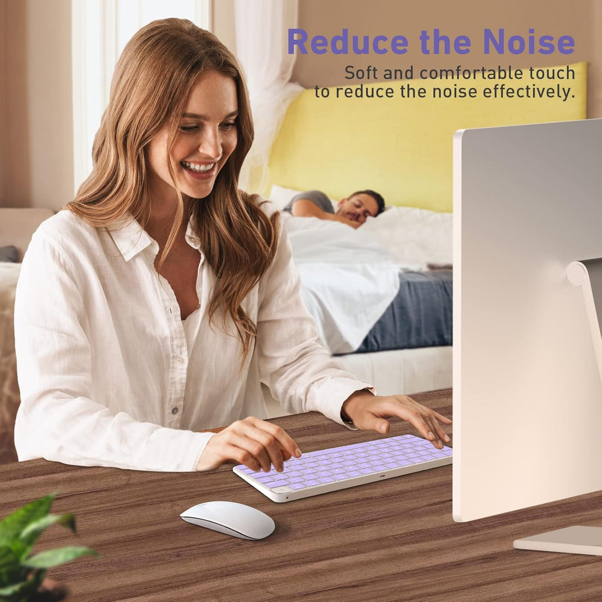 Allinside Silicone Keyboard Cover for iMac Magic Keyboard A2449/A2450, Protective Skin for iMac 24" Wireless Keyboard Released in 2021, US Layout, Light Purple