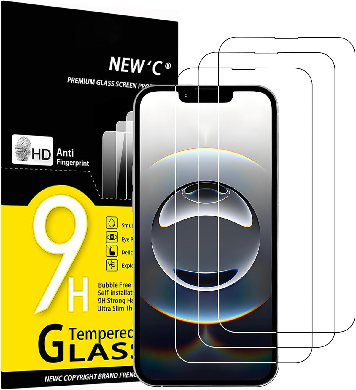NEW'C 3 Pack Designed for iPhone 16e Screen Protector (6.1 inches),Enhanced Tempered Glass Protection,Case Friendly Scratch-proof, Bubble Free, Ultra Resistant