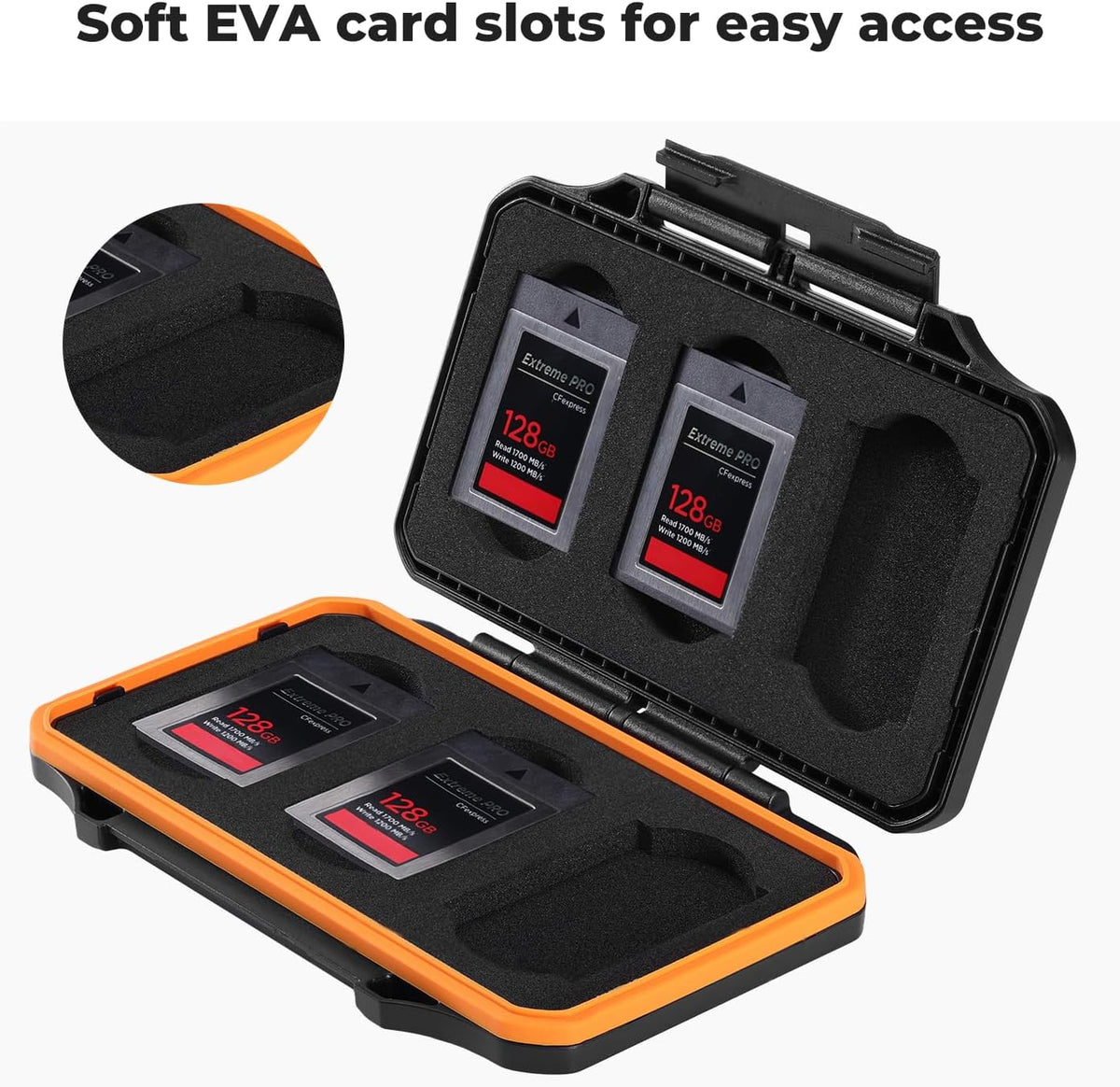 K&F Concept 6 Slots XQD Cfexpress Type-B Card Holder, Water-Resistant Memory Card Storage Carring Case, Shockproof Card Protection Box Organizer