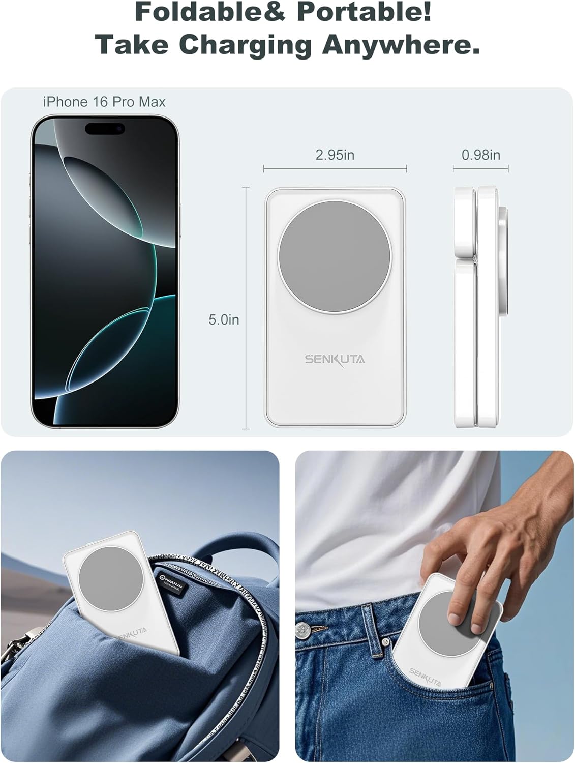 2025 Upgraded Wireless Charger for Apple: 3 in 1 Charging Station Foldable Fast for Apple iPhone 16/15/14/13/12 Max Plus Series - Portable Travel Charger for Apple Watch/Airpods Pro (White)