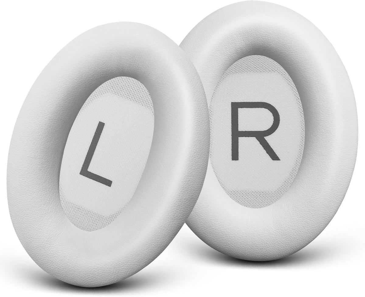 GEVO Replacement Ear Pads for Bose QC45, Ear Cushions for Bose QuietComfort 45 (QC45) & Quiet Comfort SE (QC SE) Headphones, Earpads with Softer Leather Noise Isolation Foam (White)