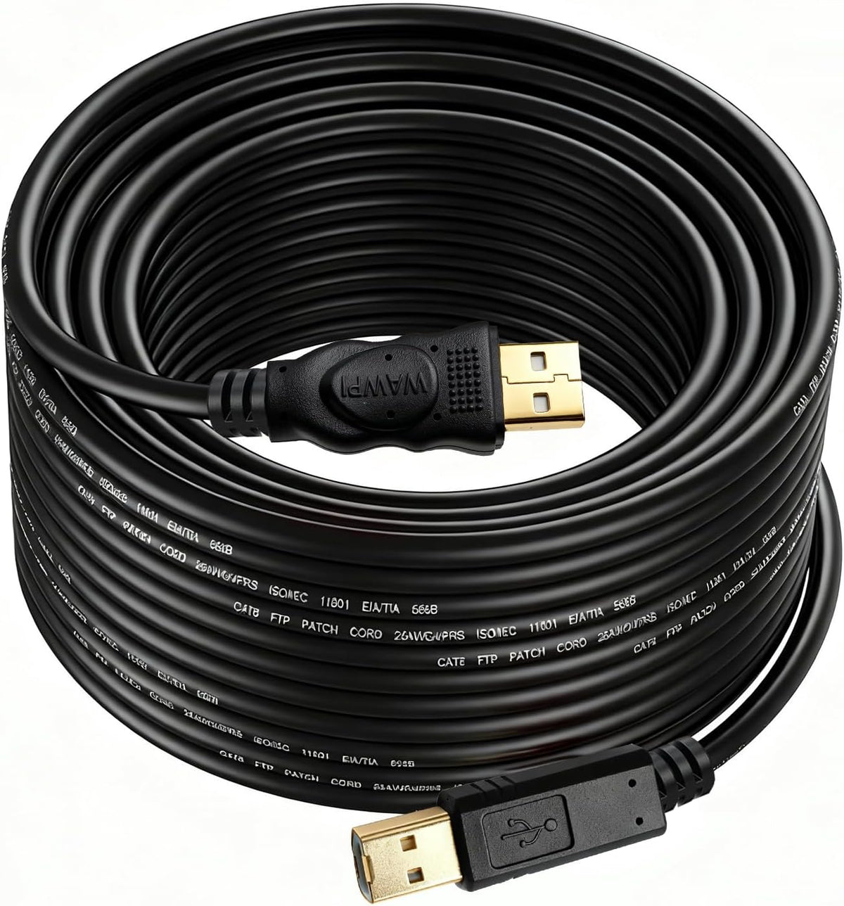 30ft 2.0 USB A to B Printer Cable for Printers, Scanners & Copiers High-Speed Data Transfer | Durable Construction |