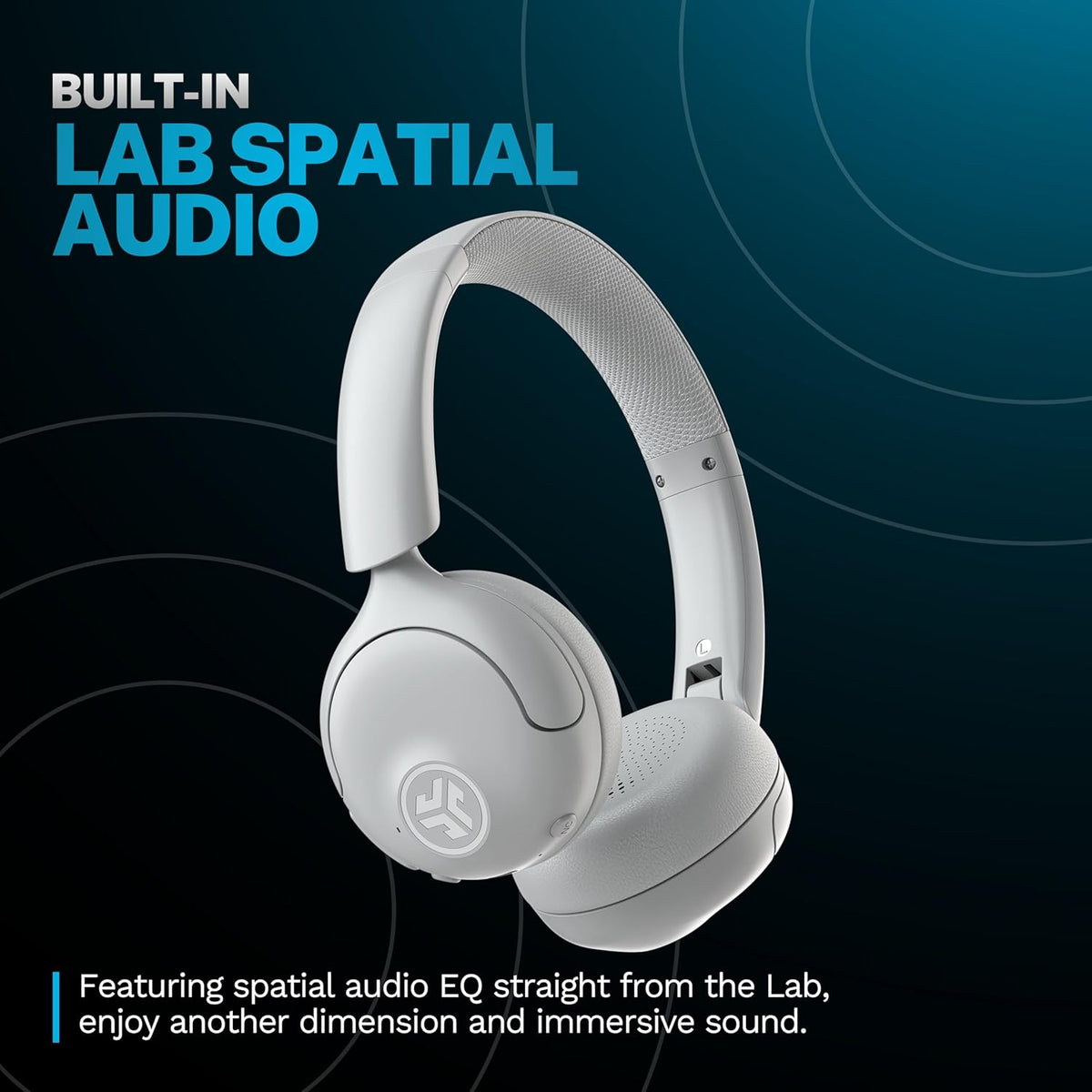JLab Go Lux ANC Wireless Headphones, Cloud White, Hybrid Active Noise Cancelling, Premium On-Ear Bluetooth Headset, Customizable Sound, Be Aware Mode, Cloud Foam Comfort, Multipoint Connection