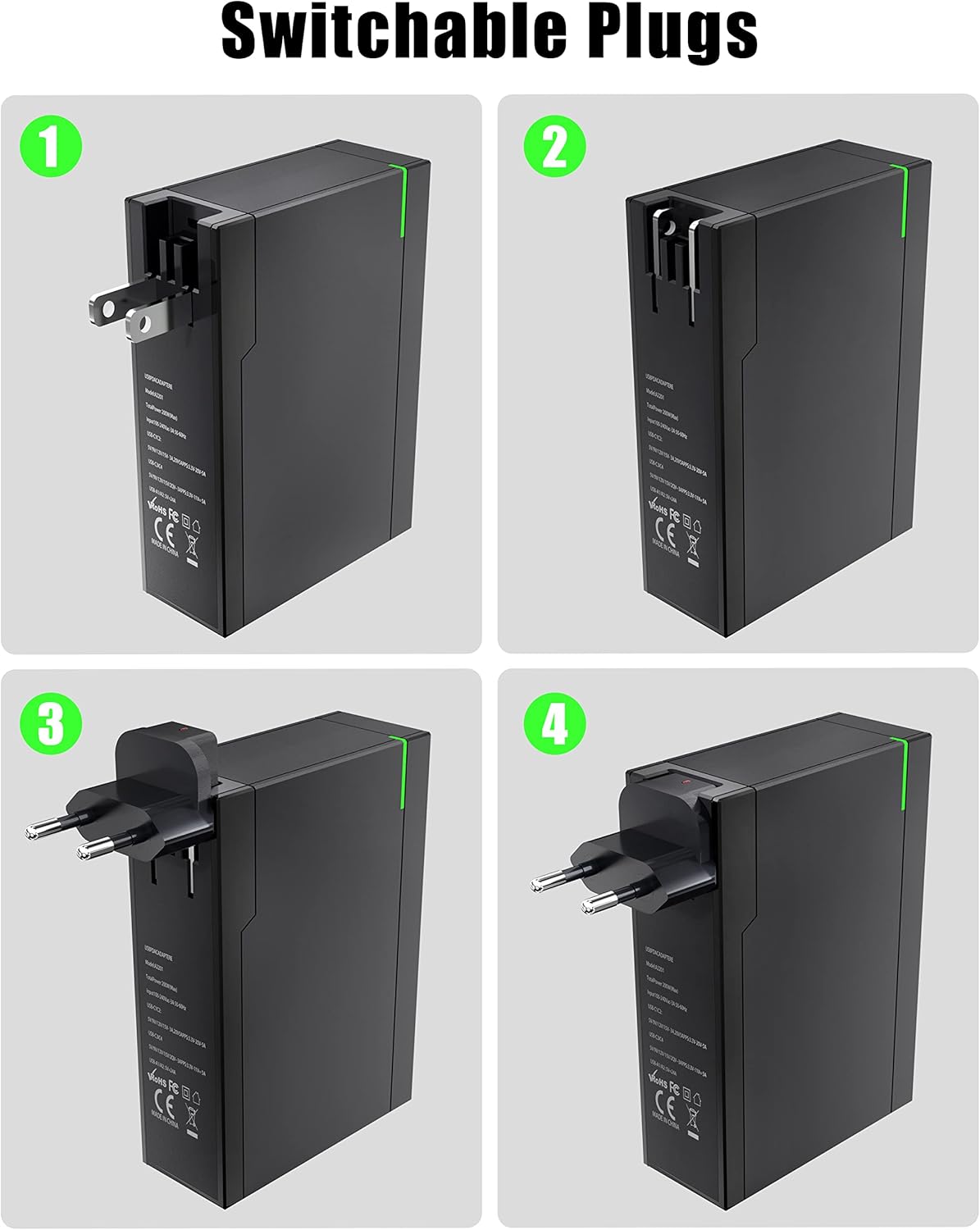 CHIPOFY 200W USB C Wall Charger, GaN Gaming Laptop Super Fast Desktop Charging Block for iPhone 14 13 Pro Max Plus iPad MacBook Samsung Galaxy S23/22/21 Note20 Pixel(UK/EU/AU Plug)