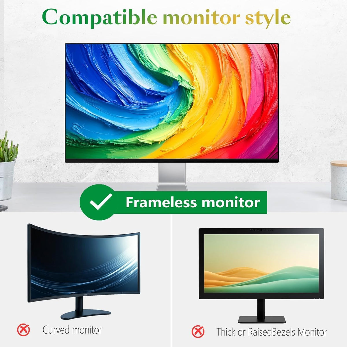 Magnetic 32 inch Computer Privacy Screen Filter for 16:9 Widescreen Monitor Desktop PC, 32in Hanging Removable Anti Glare Blue Light Eye Protection Shield, Anti Spy Screen Protector Panel