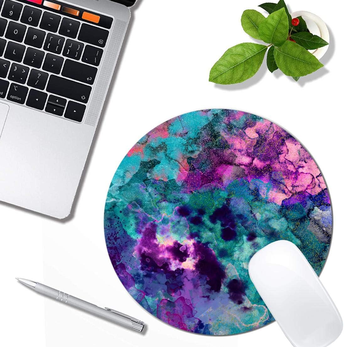 Inky Watercolor Painting Mouse Pad Round Non-Slip Rubber Mousepad Laptop Office Computer Decor Cute Desk Accessories Customized Design Mouse Pad