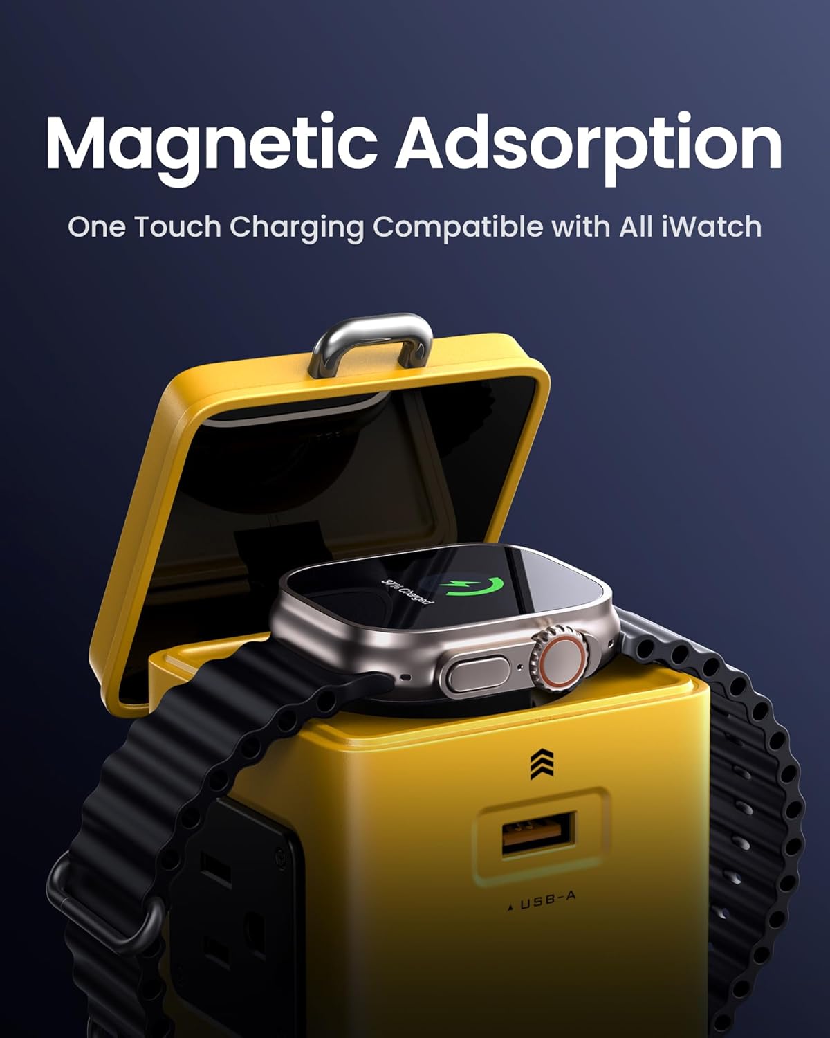PISEN 8-in-1 Mag-Safe Charger Stand - 140W Charging Station for Multiple Devices Mag-Safe Stand Magnetic Qi2 Wireless Charger for iPhone 16/15/14/13/12, Magnetic Charger for Apple Watch (Yellow)