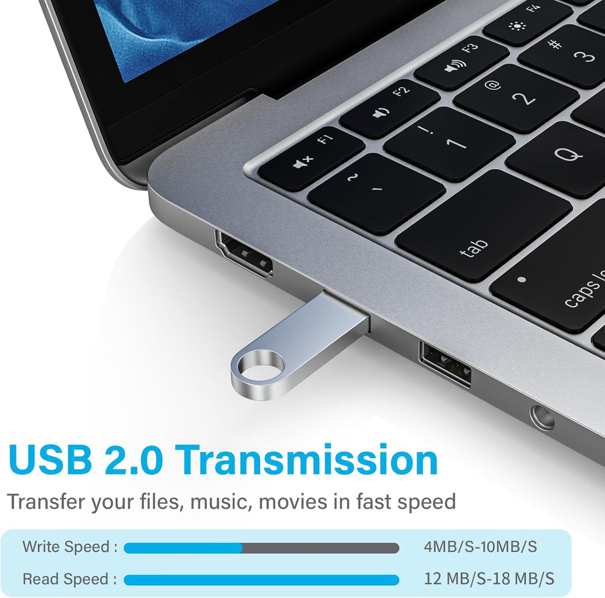 ABLAZE 2GB Flash Drive 2 Pack, Metal USB 2.0 Thumb Drives with Keychains USB Stick Pendrive (Sliver)