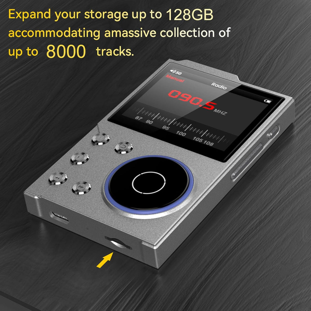 GOWENIC MP3 5.3 2.4in 128GB Player, Digital Music Player BT HiFi Sound with Color Screen, Lossless DSD FLAC HD HiFi