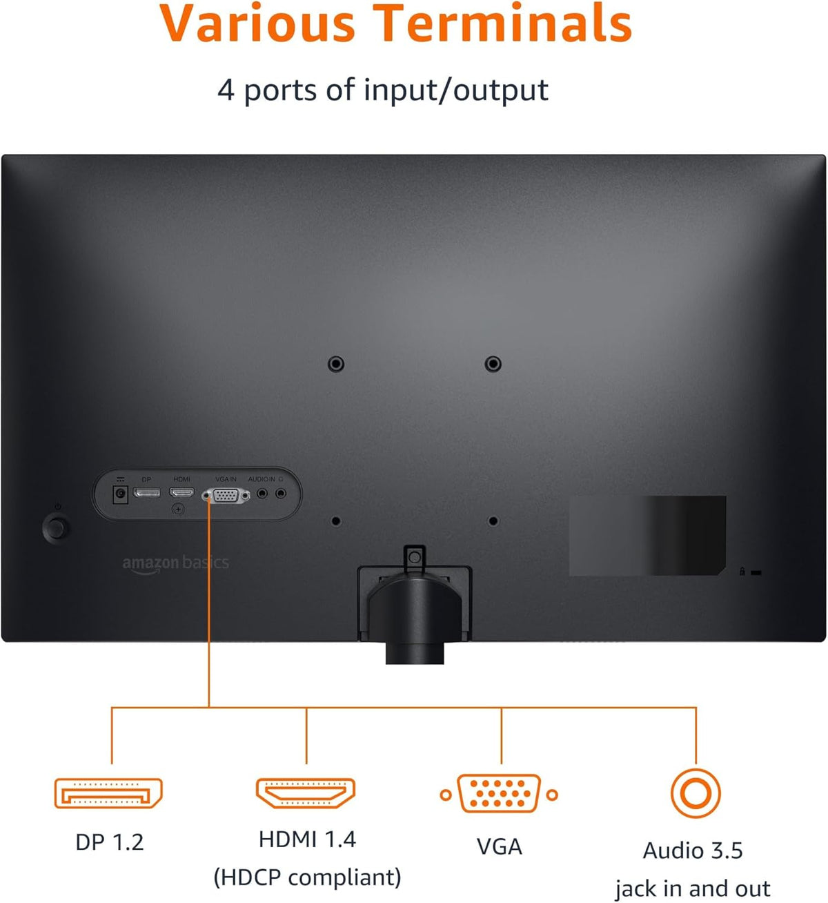 Amazon Basics 24 in Monitor, FHD 1080P, Max 100Hz, VESA Compatible, Built-in Speakers, Black