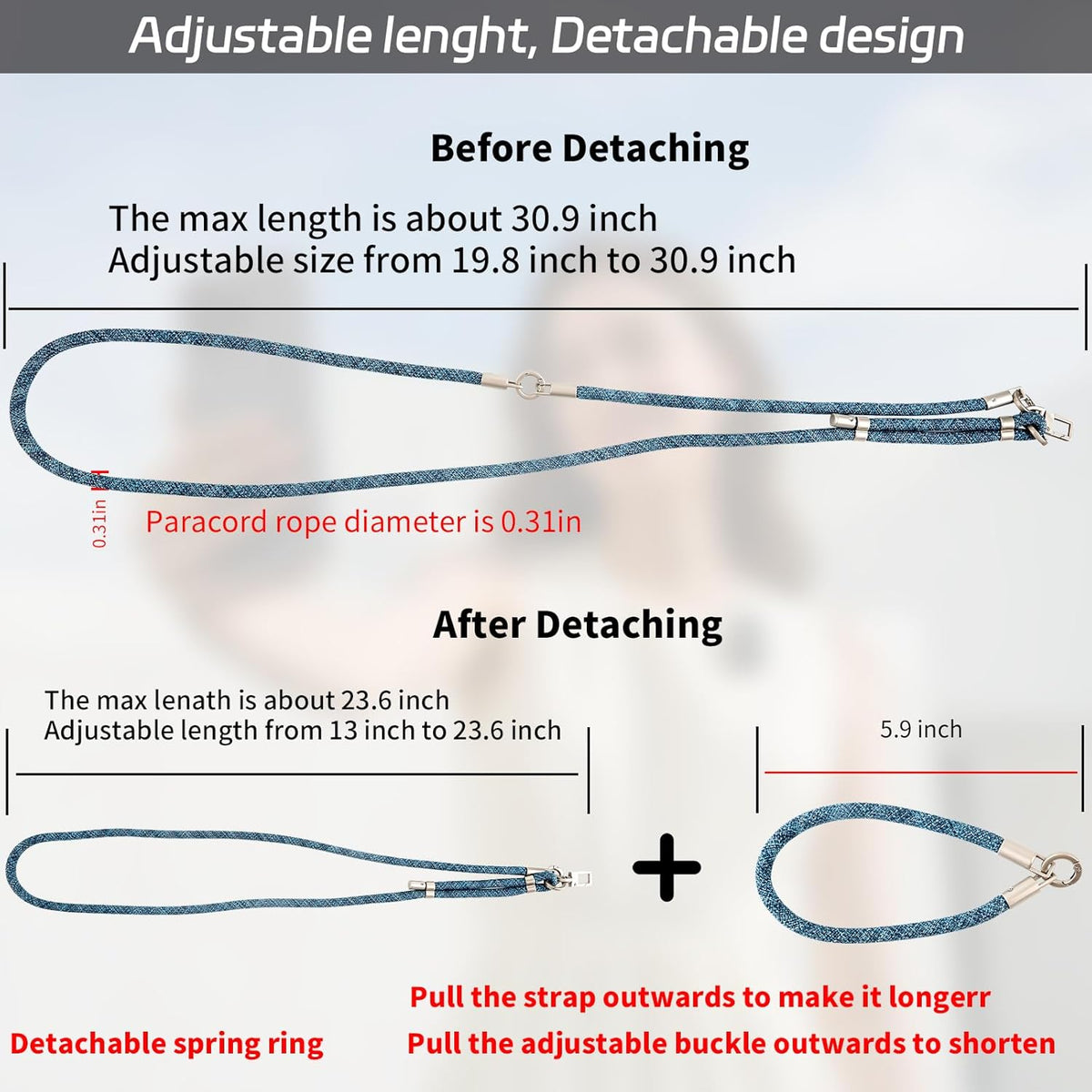 3-in-1 Adjustable Phone Lanyard Crossbody Cell Phone Neck Strap Universal Mobile Wrist Lanyard