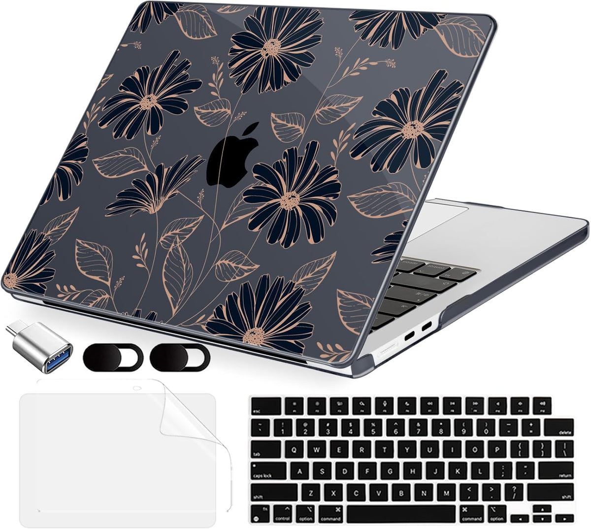 Compatible with MacBook Air 15 inch Case, M4 A3241/M3 A3114/M2 A2941 (Released 2025 to 2023), Hard Shell, Keyboard Cover, Screen Protector, Webcam Cover & Type-C Adapter, 016