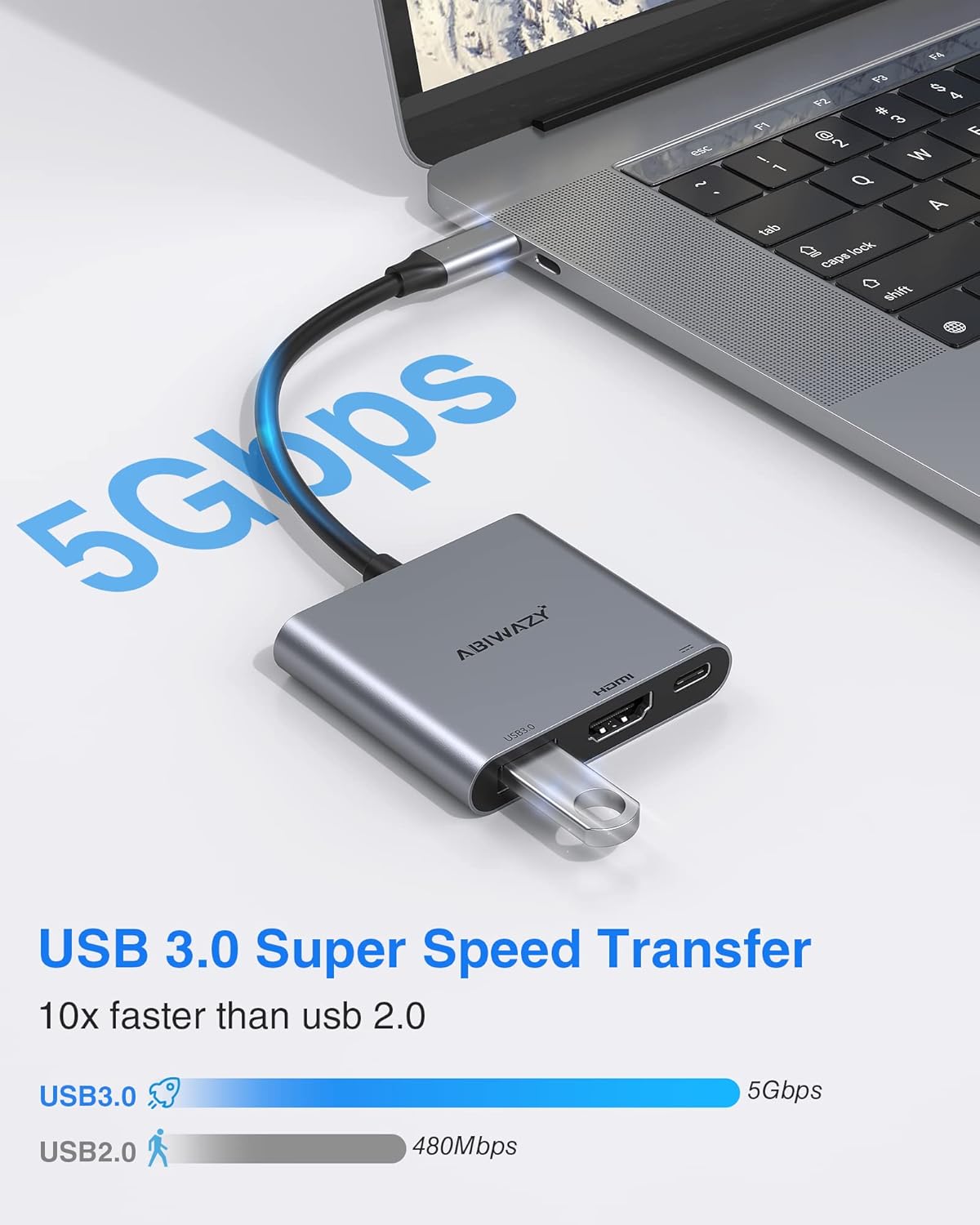 USB C to HDMI Multiport Adapter with 4K HDMI Output,Type-C Hub Converter to 4K HDMI USB 3.0 PD Charging Port,USB-C Digital AV Multiport Adapter for MacBook Pro/air,iPad Pro &More USBC Devices(Grey)