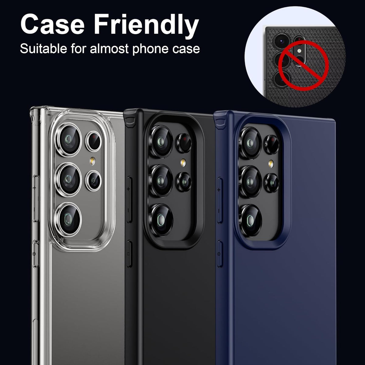 WSKEN for Samsung Galaxy S24 Ultra Camera Lens Protector, Ultra Thin Scratch Resistant 9H Tempered Glass with Aluminum Metal Circle Camera Screen Protector Cover Accessories, Clear