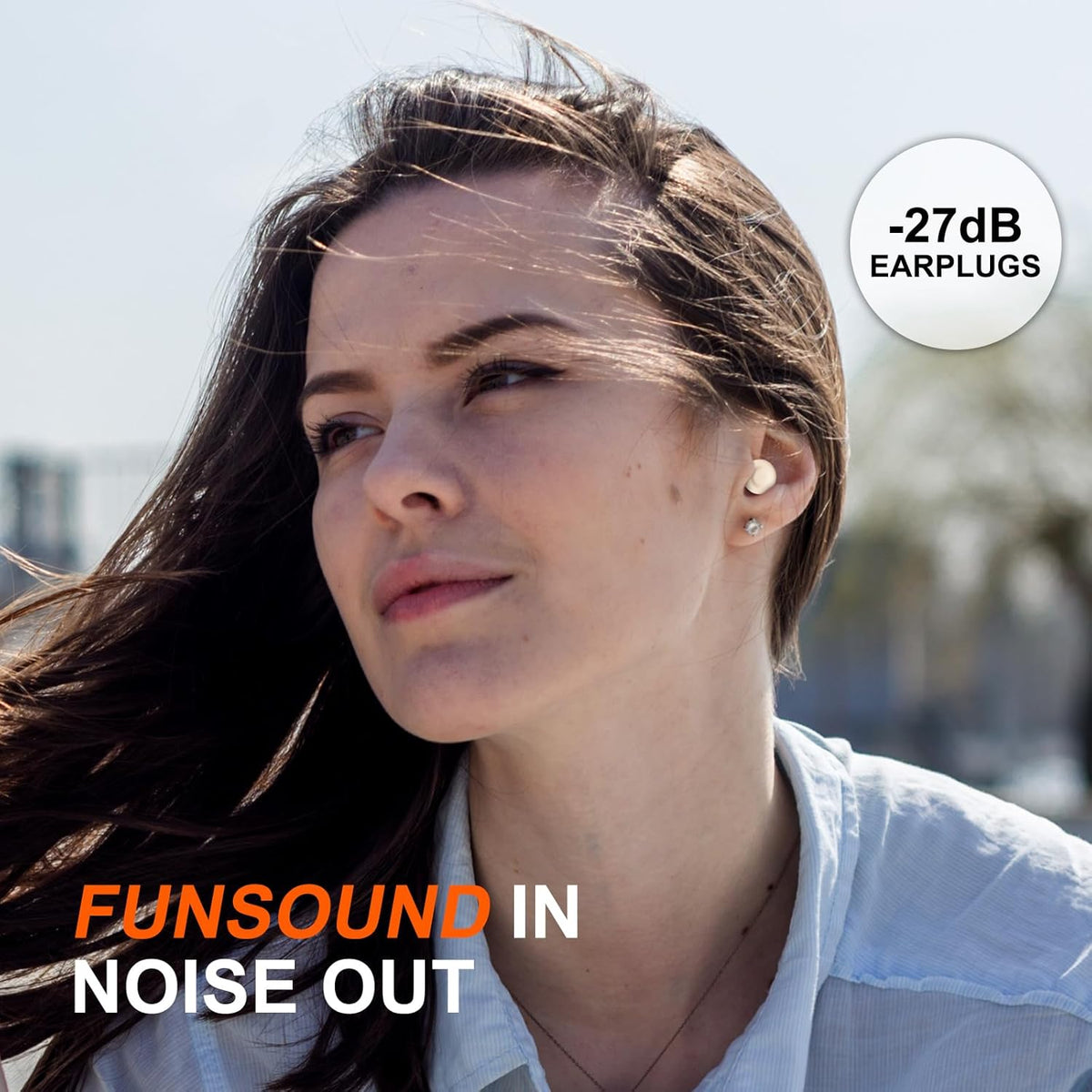 Ear Plugs for Sleeping Noise Reduction Reuseable, Concerts, Focus, Travel, Work, High Fidelity – 7 Pairs Eartips – Flexible Soft – Touch – NRR of 24 and 27 dB Noise Cancelling (Skin)