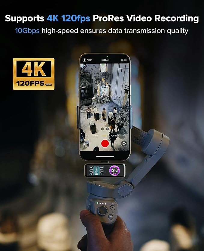 ZIKE Z791C Magnetic Portable SSD 2 TB External SSD Built-in Fan 4K 120fps ProRes Video Recording USB3.2 Gen2 up to 990MB/s Supports PD3.0 Port 27W Charging Compatible with iPhone 17/16/15