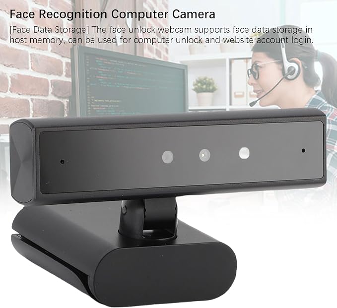 Asixxsix HD Webcam 85 Degree Wide Angle View Facial Recognition Webcam Face Data Storage USB PC with Noise Canceling Microphone for Video Conferencing Online Learning