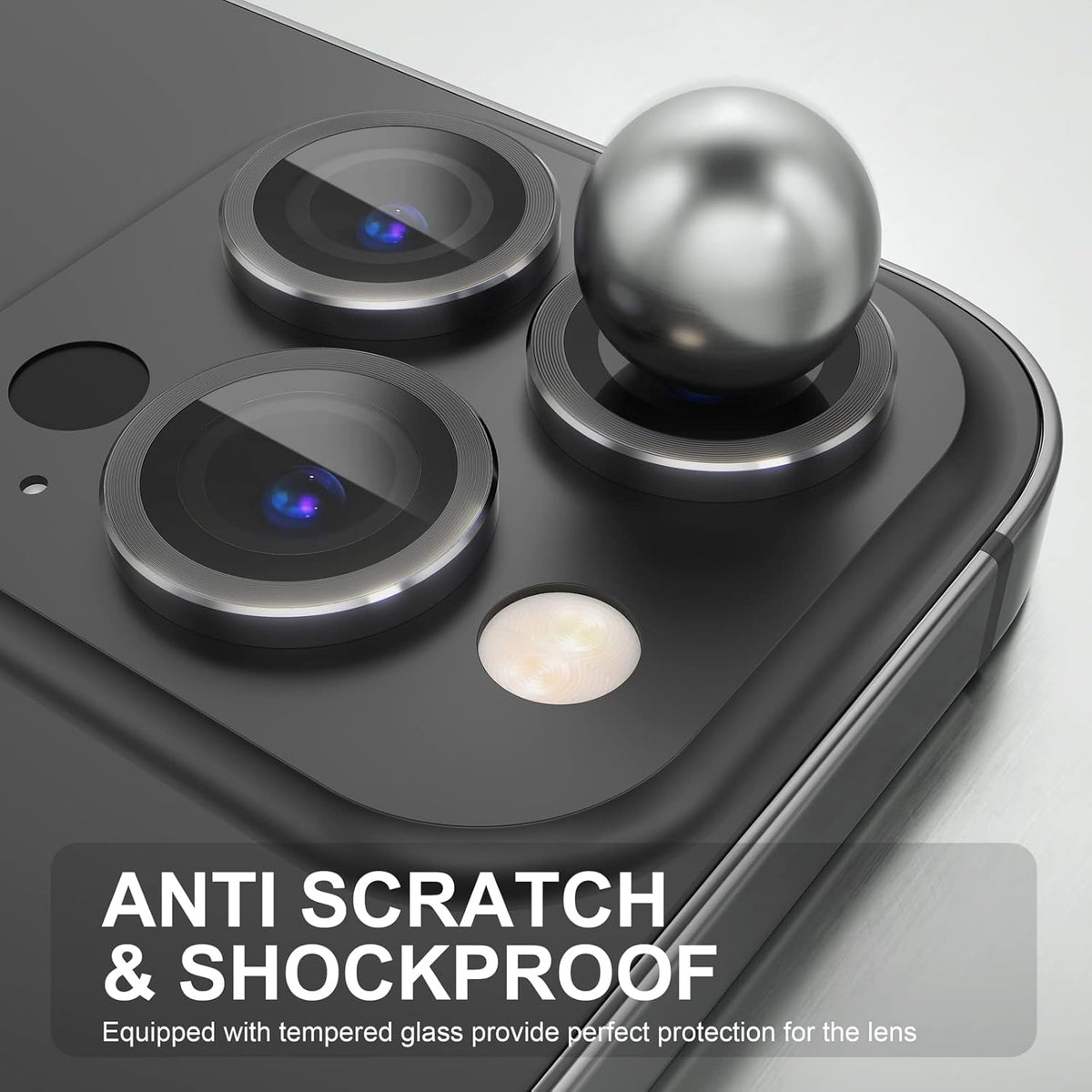 Choiche [3+1 for iPhone 14 Pro/iPhone 14 Pro Max Camera Lens Protector, 9H Tempered Glass Camera Cover Screen Protector Metal Ring Decoration Accessories (Black)