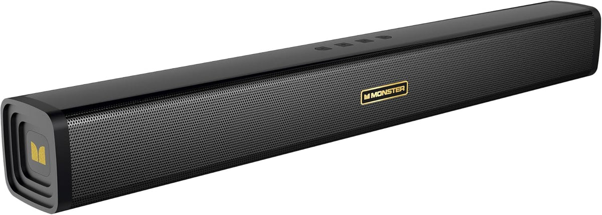 Monster S220 Bluetooth Soundbar for TV, Bluetooth 5.4 Sound Bar, 2.0CH with Dual Bass Diaphragm, All-in-one Home Theater Speakers, Compact, AUX/USB/TF Card Connection for TV/PC/Gaming/Projectors