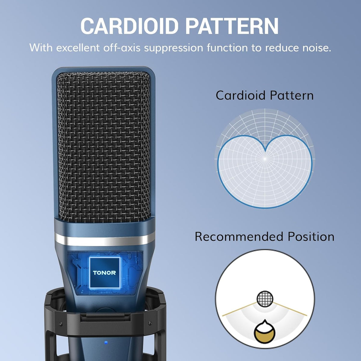 TONOR TC-777 Podcast Microphone, USB Computer Microphone, Cardioid Condenser PC Mic with Tripod Stand and Pop Filter for Podcasting, Streaming, Vocal Recording, Compatible with PC & Laptop, PS4/5