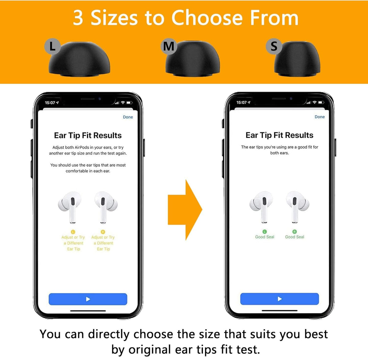 Airpod Pro Ear Tip Memory Foam & Silicone Hybrid Ear Tips, Perfect Noise Reduction, Stays in Your Ears, Ultra-Comfort, Anti-Slip Eartips, Fit in The Charging Case (Black, Small)