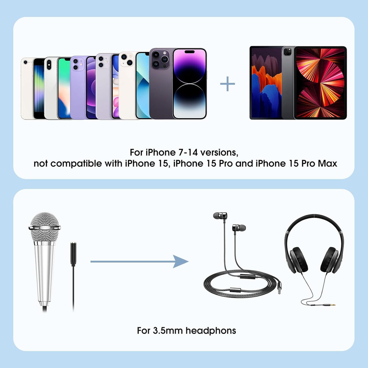 Mini Microphone for iPhone iPad Small ASMR Tiny Microphone for Voice Video Recording Singing, Vlogging, Podcasting YouTube (1 PCS Black)