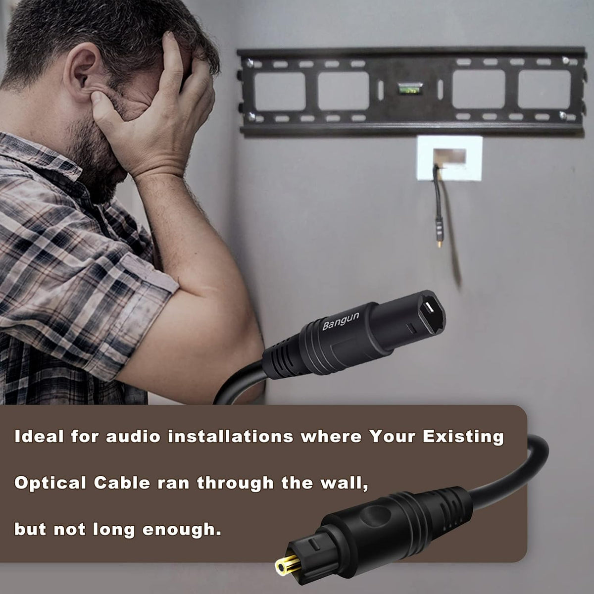 6ft, Soundbar/TV/PS4/Xbox/Home Optical Cable Extension, Female-to-Male, Fiber Digital Audio Cable for Theater