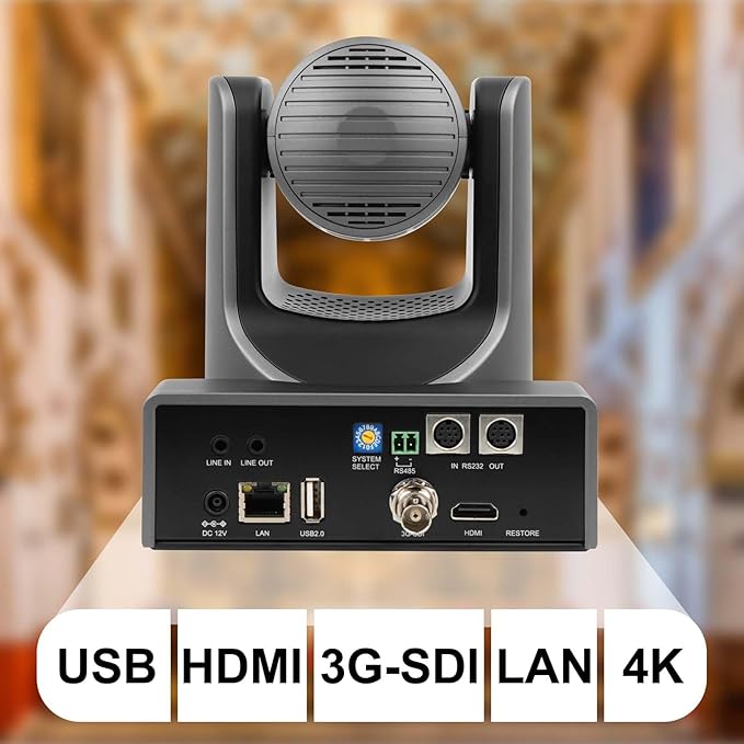 PTZ Camera 4K Ptz Camera with AI TrackingHDMIPOE Support 20X Optical Zoom Video and Network IP Live Streaming Simultaneous 3G-SDI and USB Video Output for Conferences Church Teaching