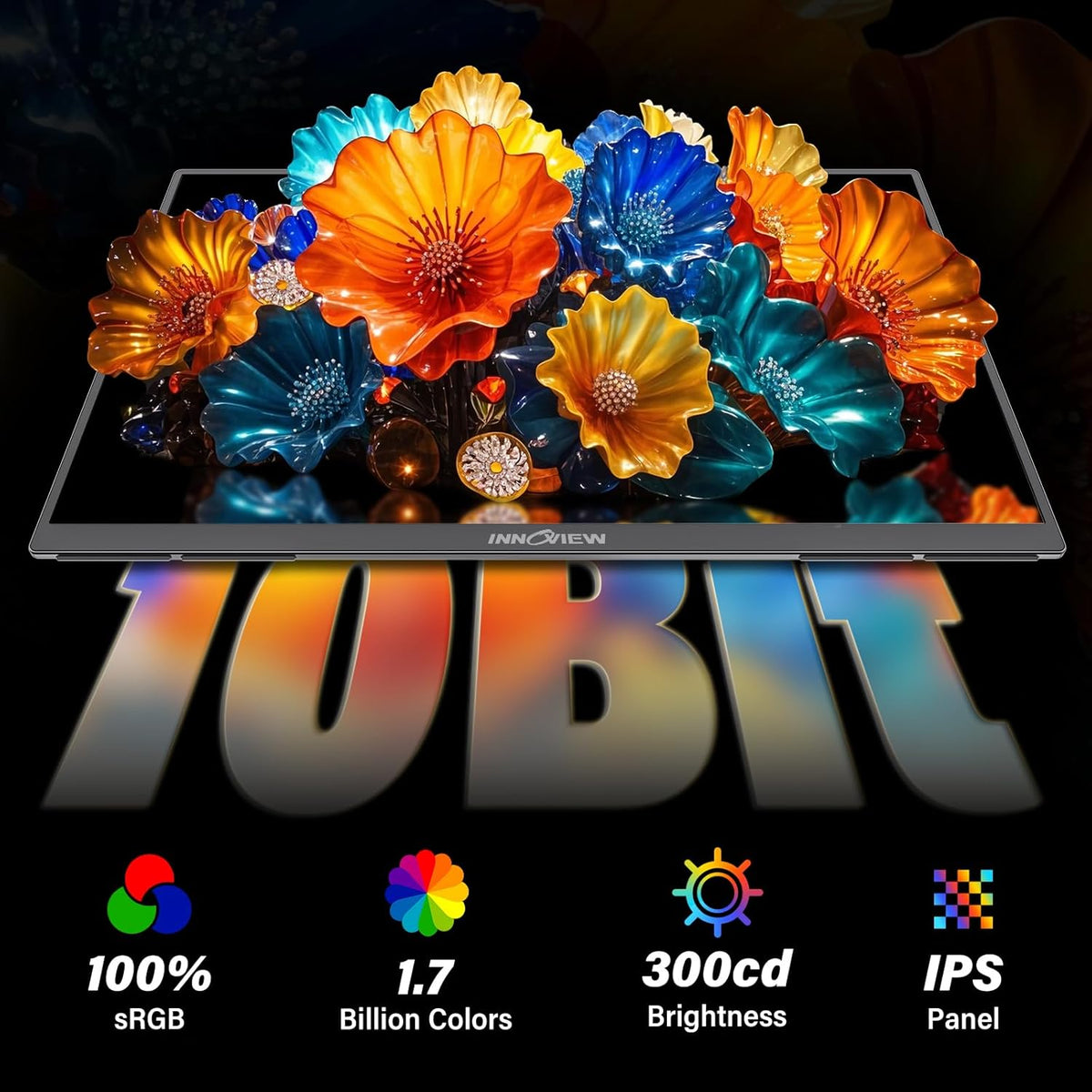InnoView 23.8 Inch 2K 100Hz Large Portable Monitor ∆E<2 100% sRGB Fast IPS Portable Gaming Monitor QHD w/180° Adjustable Stand USB-C HDMI Laptop Monitor for PS5/4 Desktop MacBook Switch Xbox 2560X1440