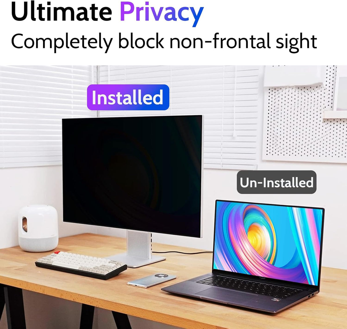 Privacy Screen for Computer Monitor 23.8 Inch 16:9 Aspect Ratio, Anti Blue Light Glare Removable 23.8 in Privacy Screen Filter Protective Film, HD 23.8 Inch Privacy Screen Protector for Monitor