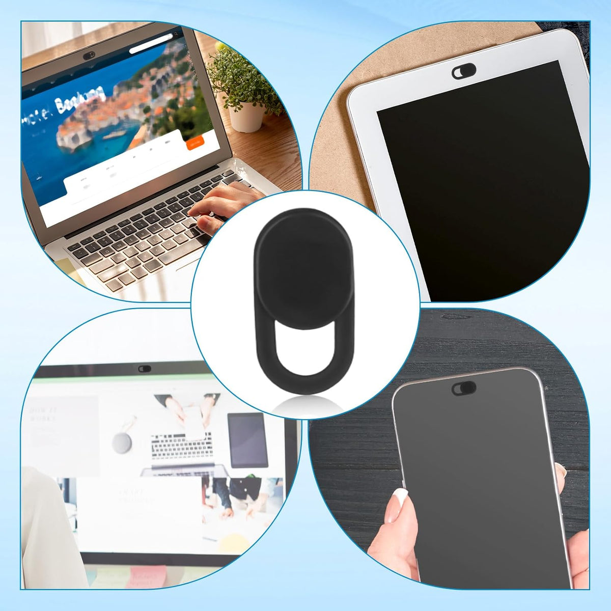 Goktvai 100pcs Laptop Camera Covers, Black Ultra-Thin Front Webcam Privacy Phone Camera Cover Slide Webcam Protects