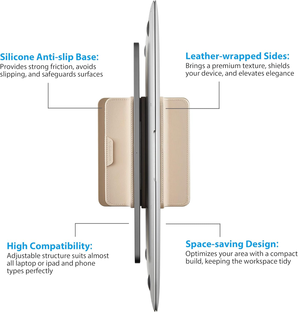 GINKOUHA 3 1 17.3''), Dual Vertical Laptop Stand, in Upright Desktop Stand Holder with Adjustable Dock (Up to Leather