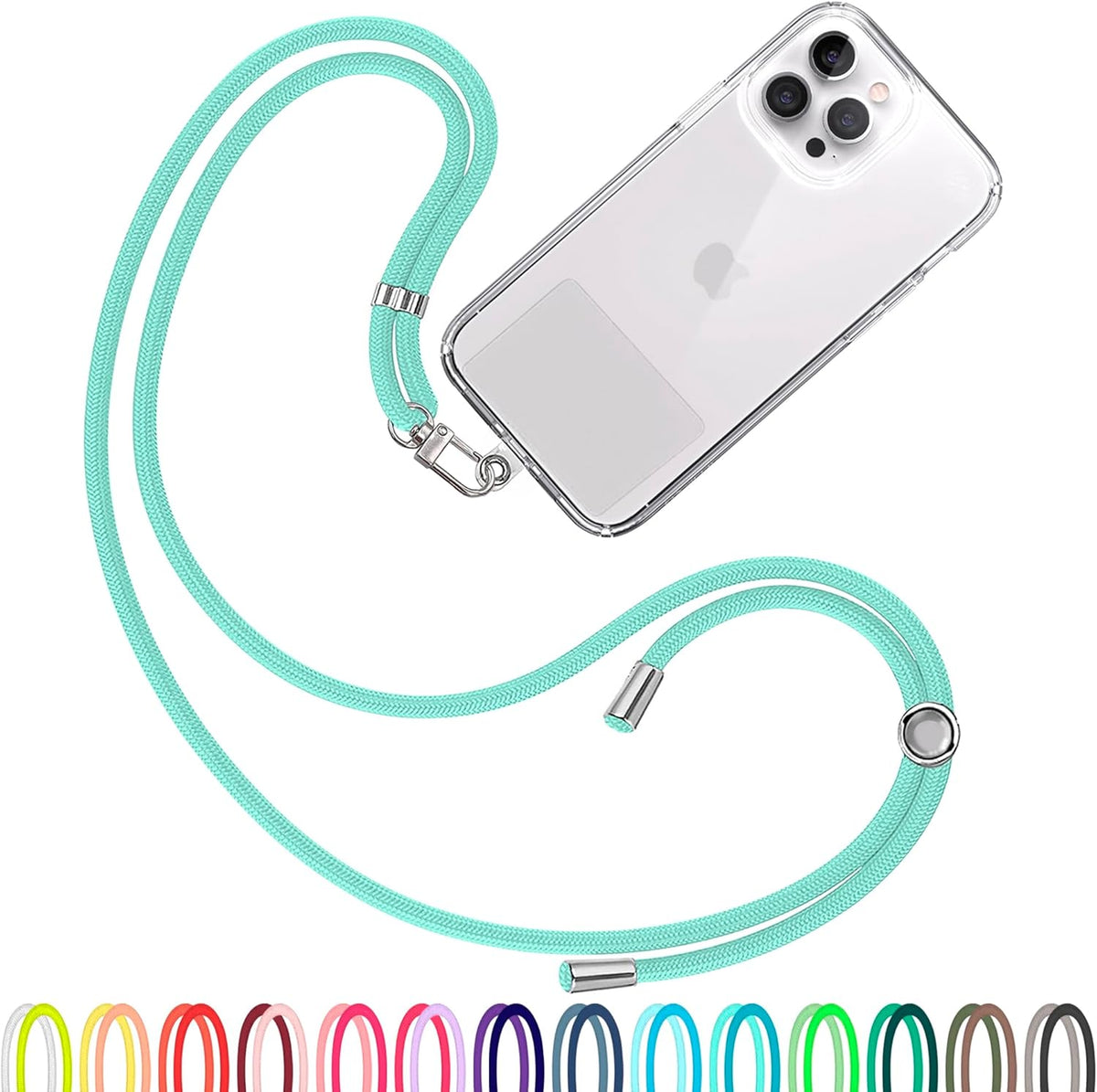 Cell Phone Lanyard [Green Water] - Comfortable Universal Smartphone Lanyard - Easy to Use Neck Phone Holder [Clear Patch] - Adjustable Length Phone Strap Crossbody - Fits All Mobile Phones