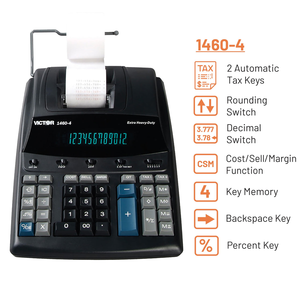 Victor 1460-4 12 Digit Extra Heavy Duty Commercial Printing Calculator