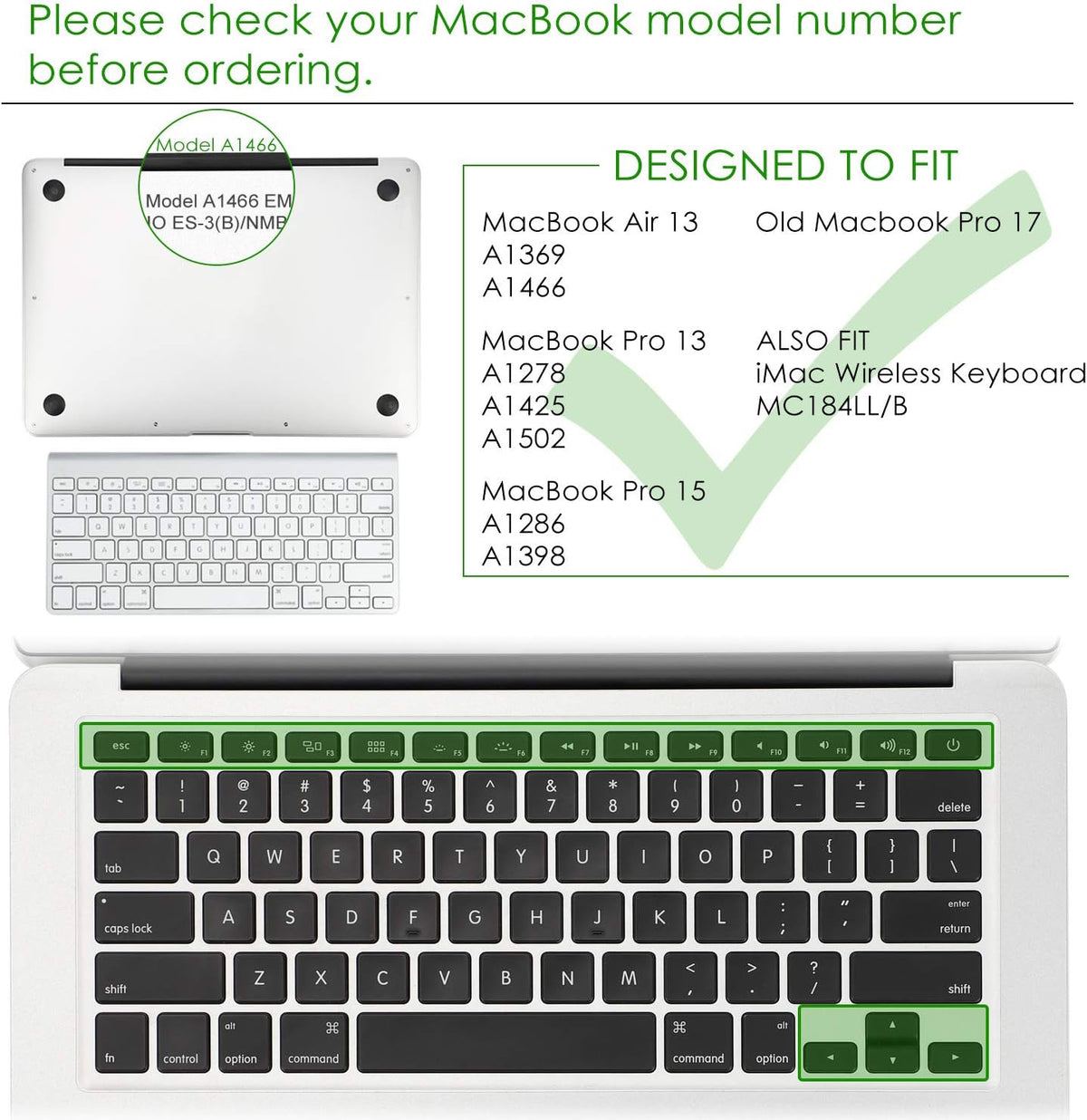 Allinside Blue Ombre Keyboard Cover Skin for MacBook Pro 13" 15" 17" (2015 or Older Version), MacBook Air 13" A1369/A1466, Older iMac Wireless Keyboard MC184LL/B