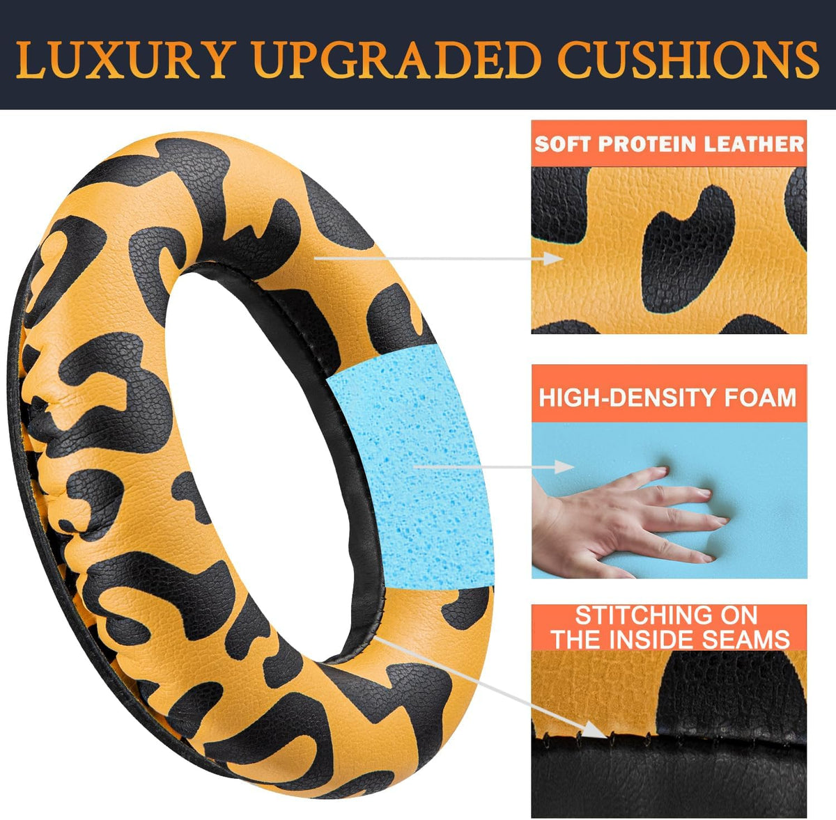 SoloWIT Replacement Earpads Cushions for Bose QuietComfort 35 (QC35) & Quiet Comfort 35 II (QC35 ii) Headphones, Ear Pads with Softer Leather, Noise Isolation Foam, Added Thickness (Tiger Stripes)