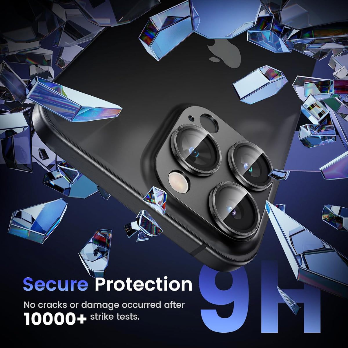 Tensea for iPhone 16 Pro/iPhone 16 Pro Max/iPhone 15 Pro/iPhone 15 Pro Max Camera Lens Protector, Metal Aluminum Alloy Tempered Glass Cover Camera Screen Protector Accessories, Case Friendly Black