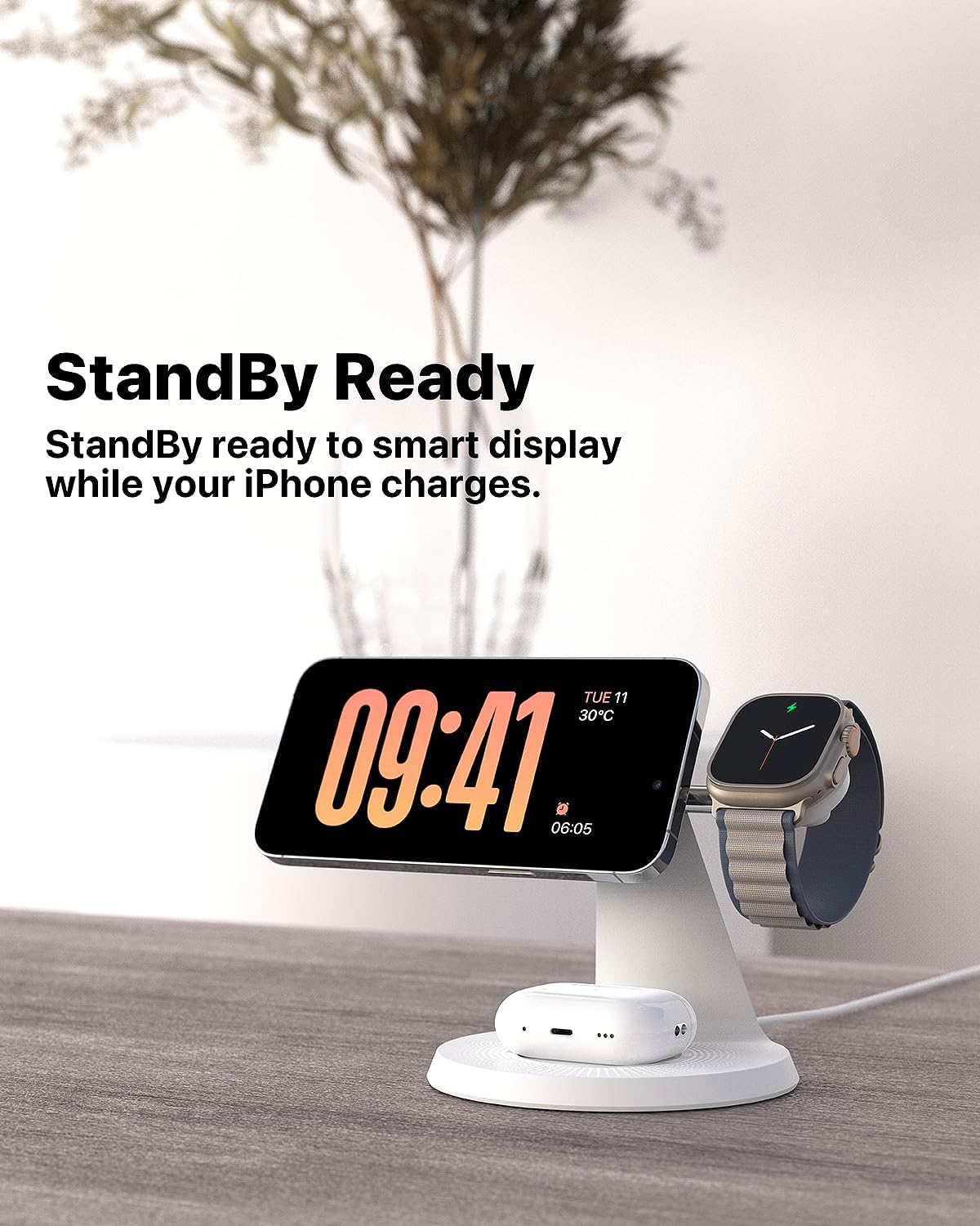 3 in 1 Wireless Charging Station for Apple Device: Fast Charging Station for iPhone and Watch with MagSafe, Stable Charger Stand for iPhone 12-16 & iWatch & AirPods