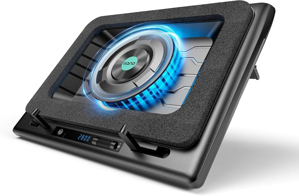 llano Laptop Cooling Pad, Gaming Laptop Cooler with Powerful Turbo Cooling Fan(5.5inch Diameter), Infinitely Variable Speed, Touch Control, 3-Port USB A, for Fast Cooling Laptop 15.6-21in