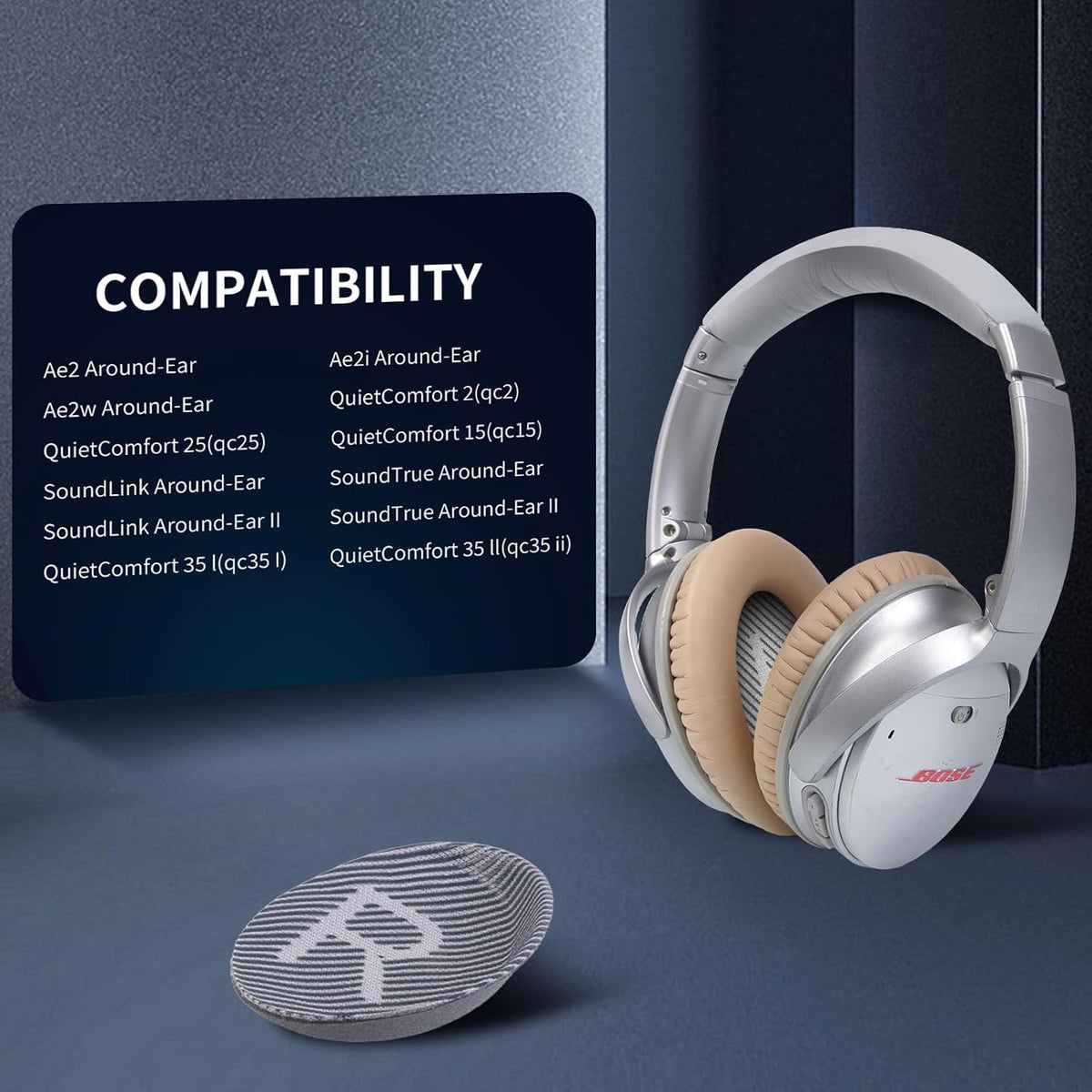 Ear Pads for Bose QC35: Durable Comfortable Noise Cancellation Replacement Cushion Earpads for Bose Quitecomfort 35 QC35 QC35 ii Headphones with Good Audio Quality