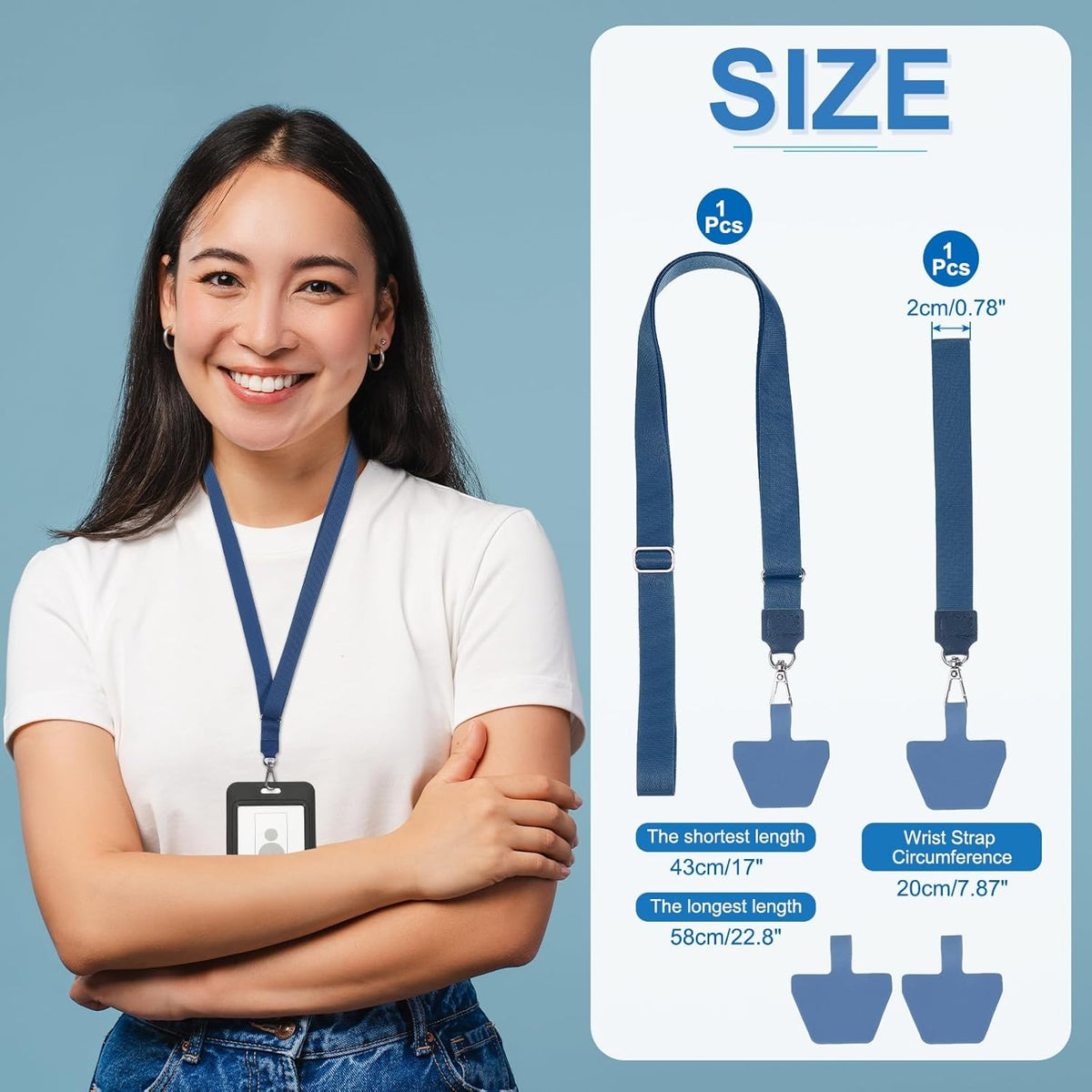 PATIKIL Smart Phone Lanyard with Wrist Strap and Patches for Most Smartphones ID Badges Keychain