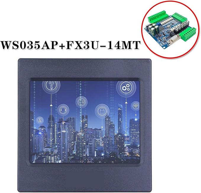 FX3U+HMI Support WS-035AP Touch Screen with FX3U-48MT -48MR -32MT -24MR -24MT -14MR -14MT RTU MODBUS RTC(with 3U-48MR)