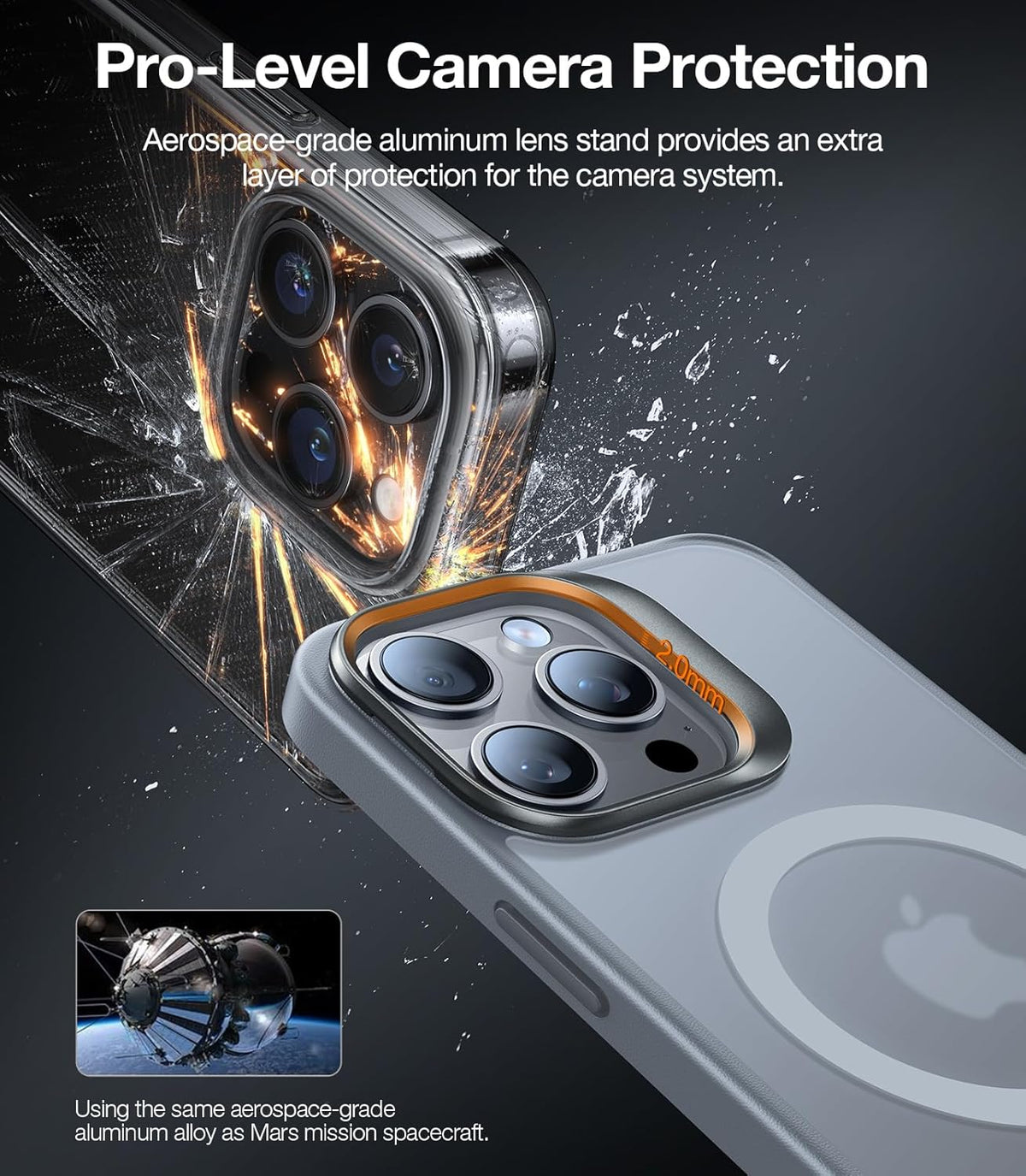 TORRAS Magnetic for iPhone 15 Pro Case, Compatible with MagSafe, Invisible Camera Kickstand, Military-Grade Shockproof Translucent Anti-Scratch Hard Back and Soft Edge Phone Case, Natural Titanium