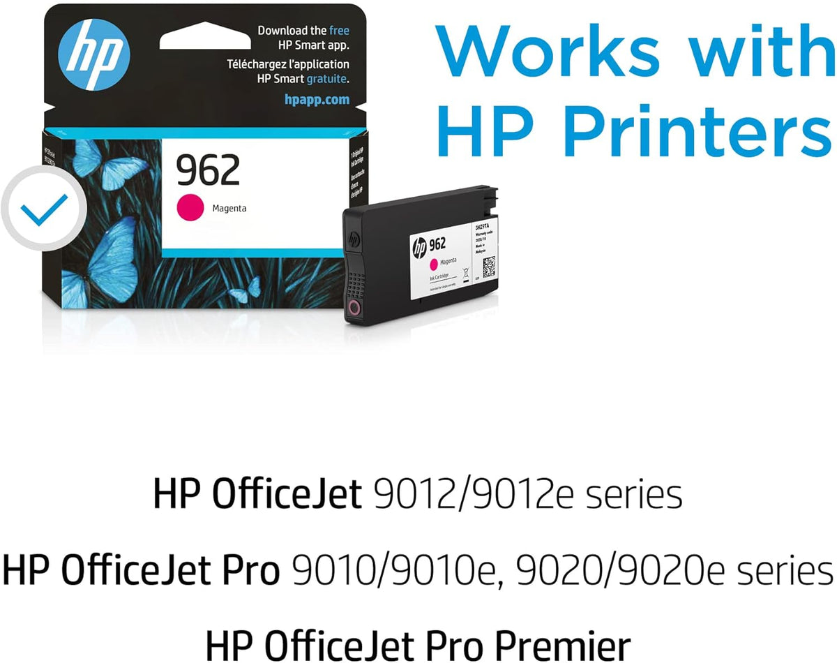 HP 962 Magenta Ink Cartridge | Works with HP OfficeJet 9010 Series, HP OfficeJet Pro 9010, 9020 Series | Eligible for Instant Ink | 3HZ97AN