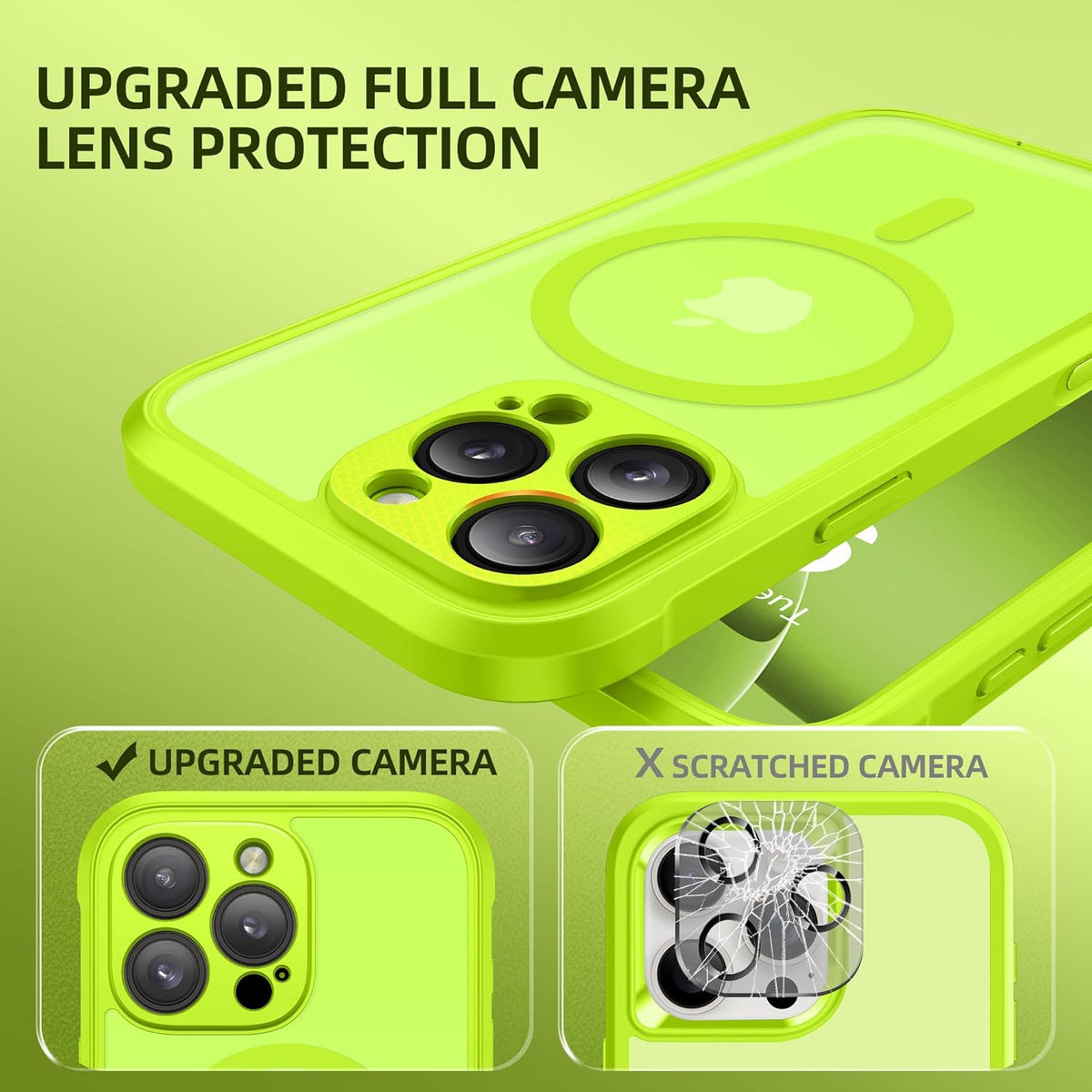 BERFY Magnetic for iPhone 16 Pro Case, Compatible with MagSafe, [Built-in 9H Tempered Glass Screen Protector & Upgraded Camera Protection] Full Body Shockproof Phone case for 16 Pro 6.3", Bright Green