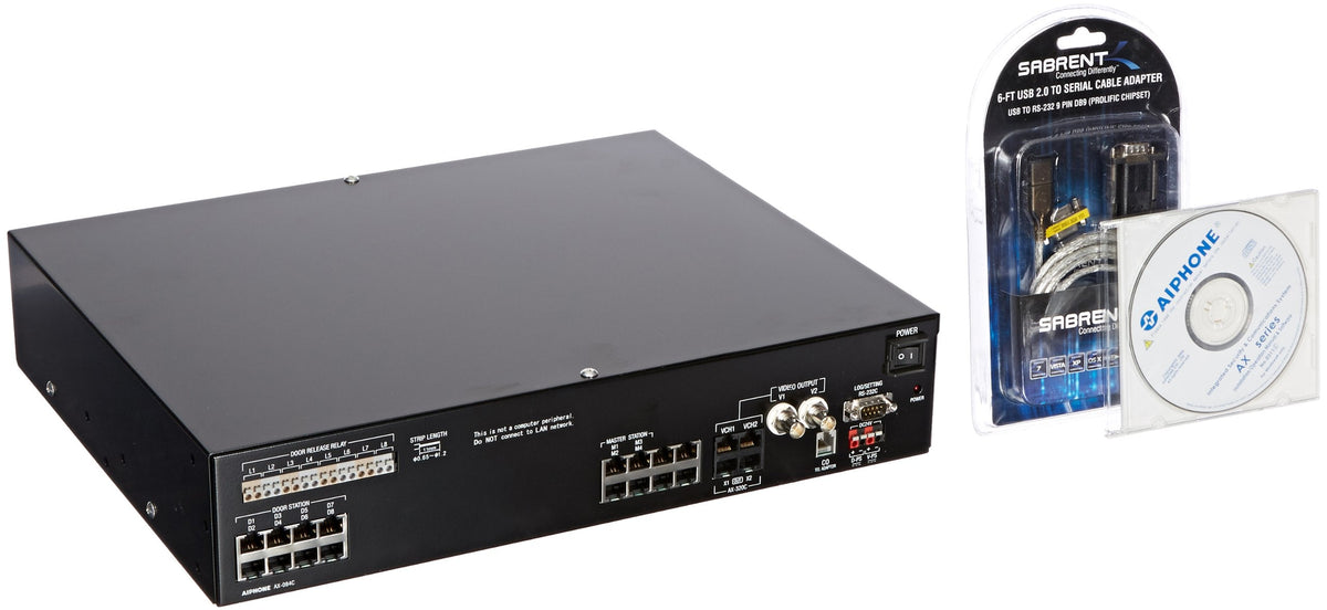 Aiphone AX-084C Central Exchange Unit for Up to 4 Master and 8 Door Stations, AX Series Integrated Audio & Video Security System