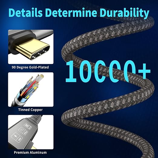 CHENLENIC USB4 Cable, with Thunderbolt 4 Cable, 240W Charging, 40 Gbps Data, 8K @ 60Hz HDR, USB C to USB C, 90Degree for Hub, Dock MacBook, M2, M3, Mac SSD (90Degree USB4 40G 240W 1M)