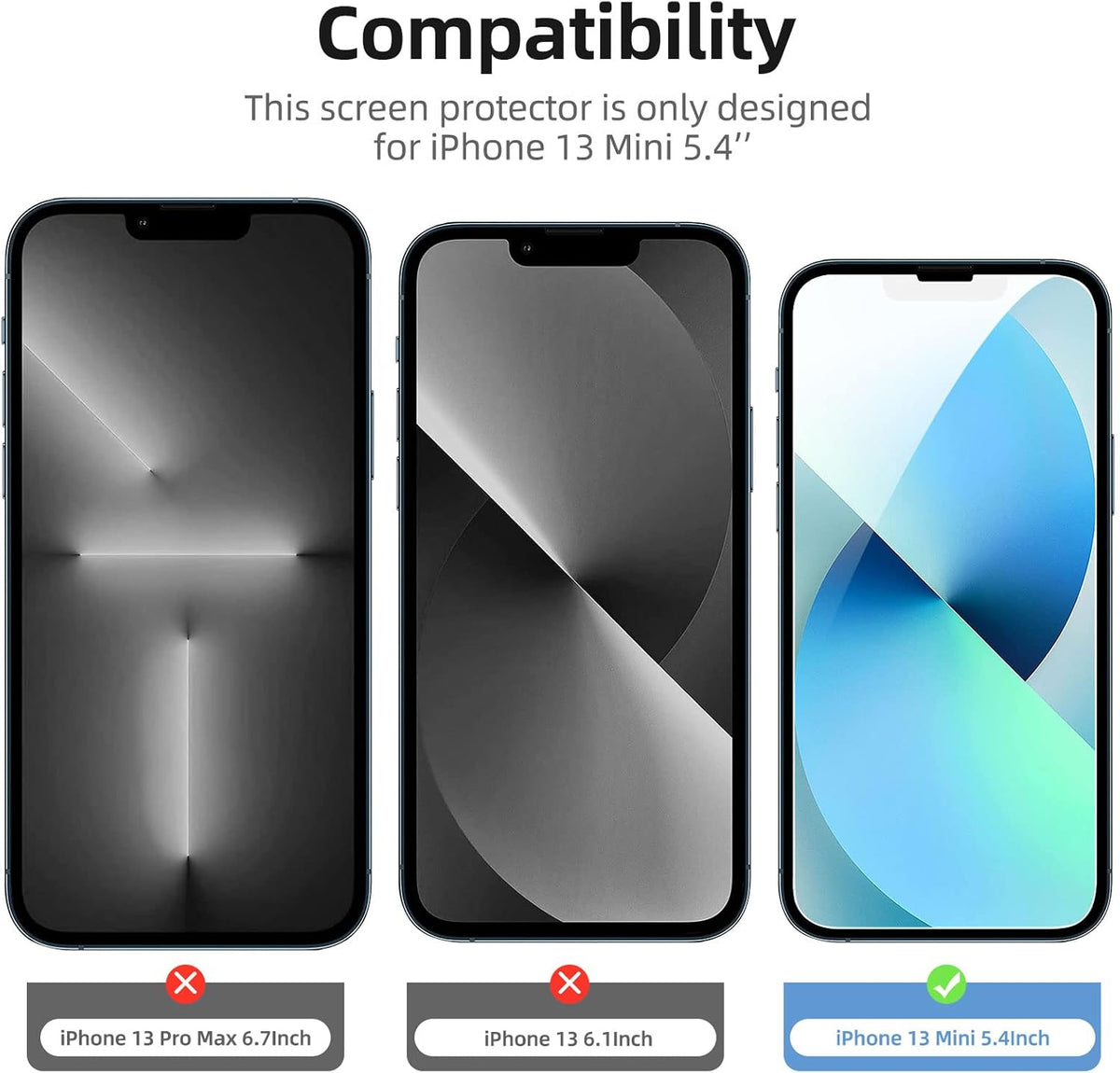 NEW'C 3 Pack Designed for iPhone 13 Mini Screen Protector (5.4"),Enhanced Tempered Glass Protection, Case Friendly Anti Scratch Bubble Free Ultra Resistant