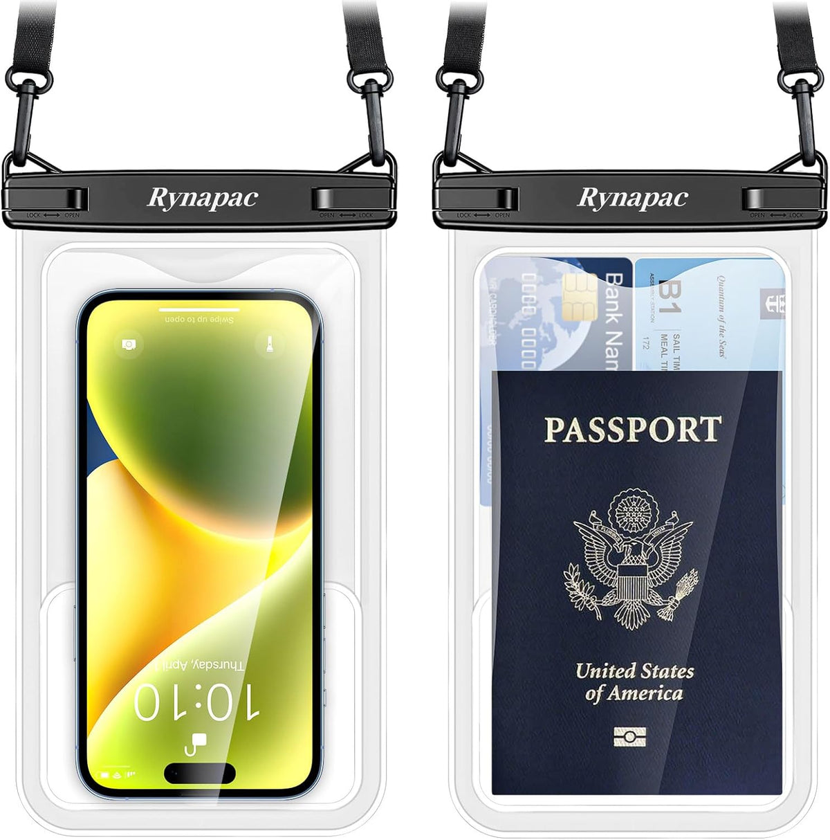 Waterproof Phone Pouch - 8.5in Waterproof Phone Case with Lanyard, IPX8 Cell Phone Dry Bag Beach Essentials for iPhone 16 15 14 13 12 Pro Max, Galaxy S24 S23 S22 S21 Series, 2 Pack